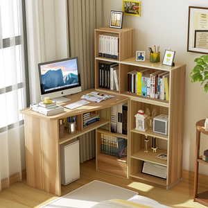 Escritorio de ordenador con estante, mesa de estudio integrada para dormitorio, escritorio de estudiante, combinación de escritorio de oficina junto a la cama