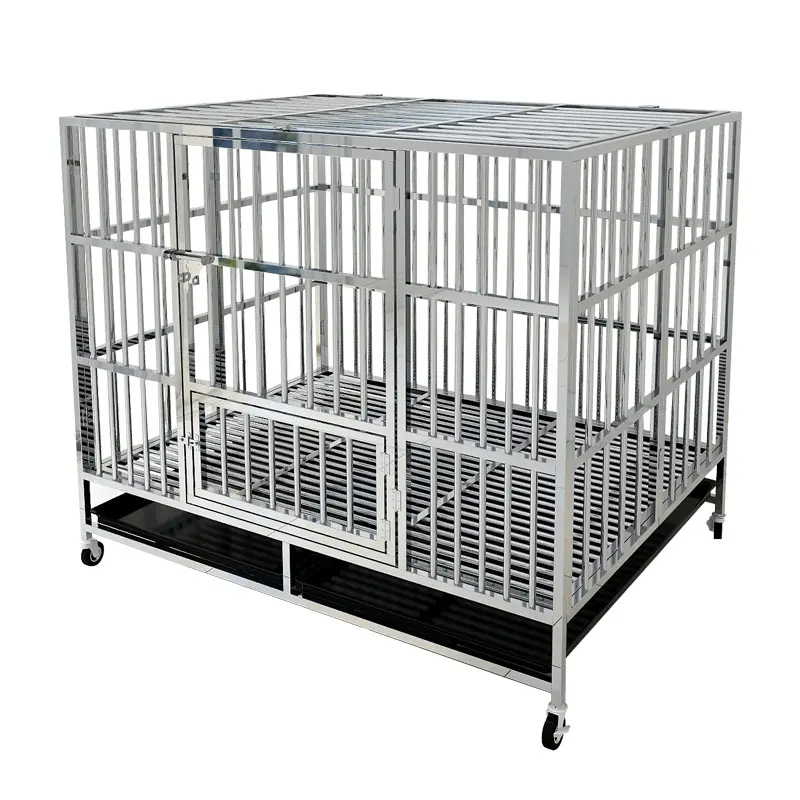 Cages pour animaux de compagnie pliables de haute qualité transporteur de chien en acier inoxydable grand chien