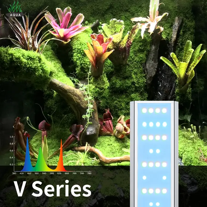 WEEK Aquarium V Series Plantas de Aquário crescem luz LED WRGB luz LED de aquário de espectro completo com controle remoto para plantas aquáticas