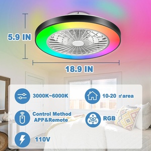 Ventiladores de techo LED con Control de aplicación inteligente de 18,9 pulgadas, luz de ventilador LED RGB para dormitorio, sala de estar, cambio de Color 3000K-6000K - Product Image 3
