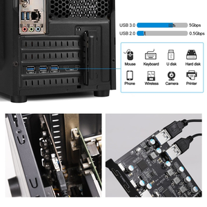 PCIe X1 USB 3.0การ์ดภายนอก3 USB + 2 Type C พอร์ต FL1100ชิปอะแดปเตอร์ด้านหน้าไม่มีแหล่งจ่ายไฟ - Product Image 3