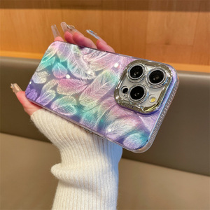 Aurora Feather IMD เหมาะสำหรับ Apple 14 PRO MAX เคสใส่โทรศัพท์เลนส์กากเพชรสำหรับ iphones 15 PRO MAX รวมทั้งหมด13PROMAX เคสแข็ง - Product Image 5