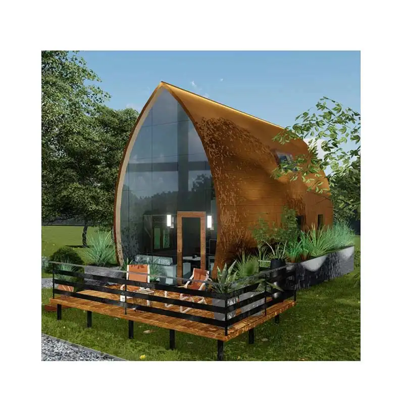 Pengukur lampu prefabrikasi rumah keluarga tunggal standar Australia bingkai baja rumah desain kayu rumah taman studio