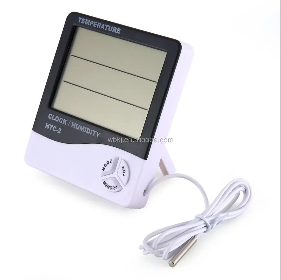 LCD elettronico digitale temperatura misuratore di umidità termometro igrometro interno esterno stazione meteorologica orologio HTC-2