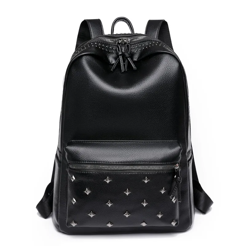 Women's Fashion Stud Backpack Ladies Back Pack Bags Pu Leather Women Backpack School Bags for Girl Polyester Daily Nylon Zipper
