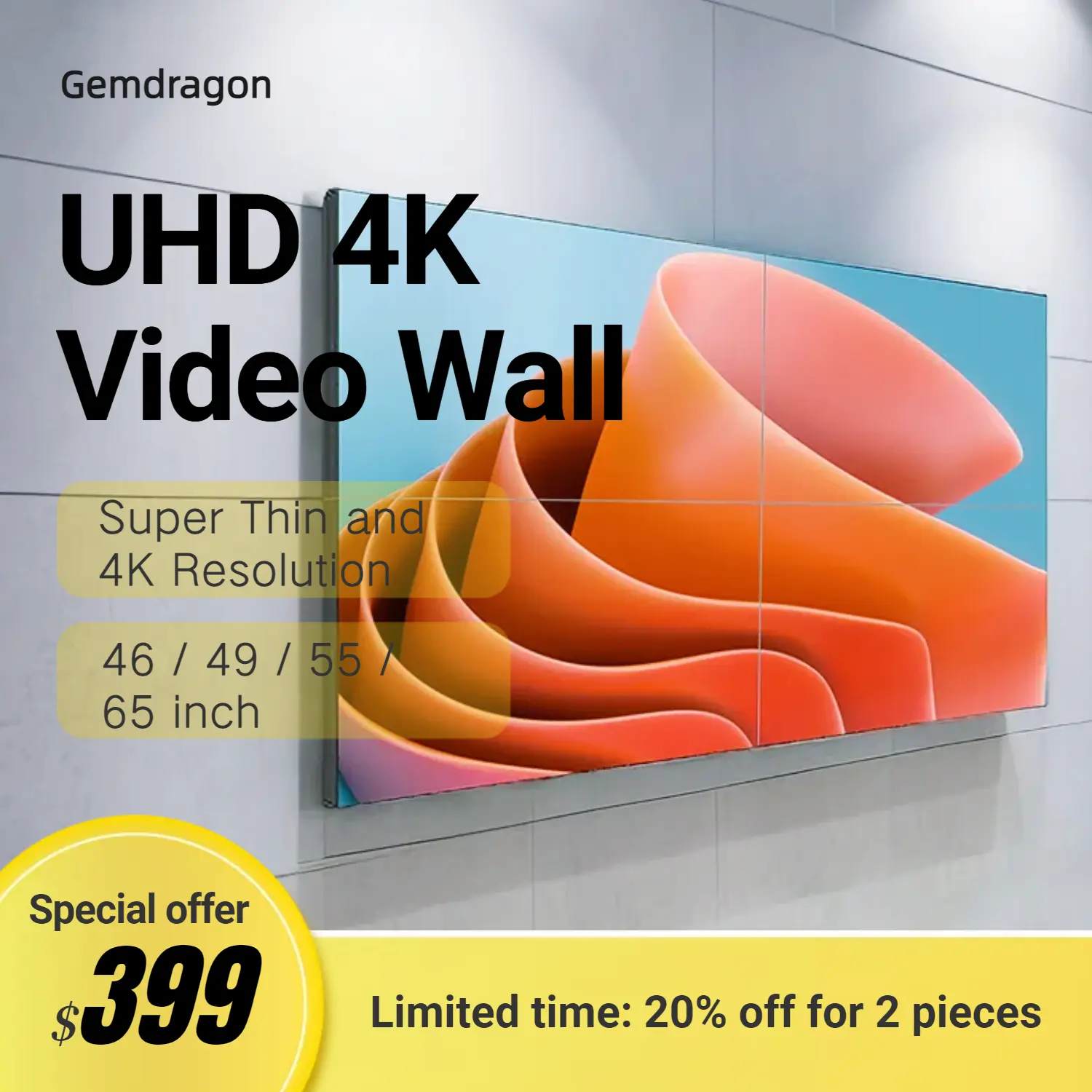 매우 좁은 날의 사면 1.7mm 3.5mm 다 접합 스크린 4K 광고 감시자 46 49 55 인치 CCTV Videowall LCD 영상 벽 전시