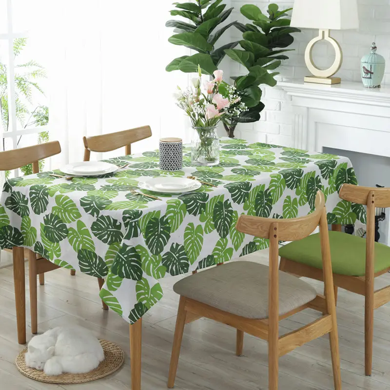 Toalha de mesa de algodão estampada por atacado, toalha de mesa floral para mesa de jantar, decoração de mesa de jantar linda estampada, preço de fábrica