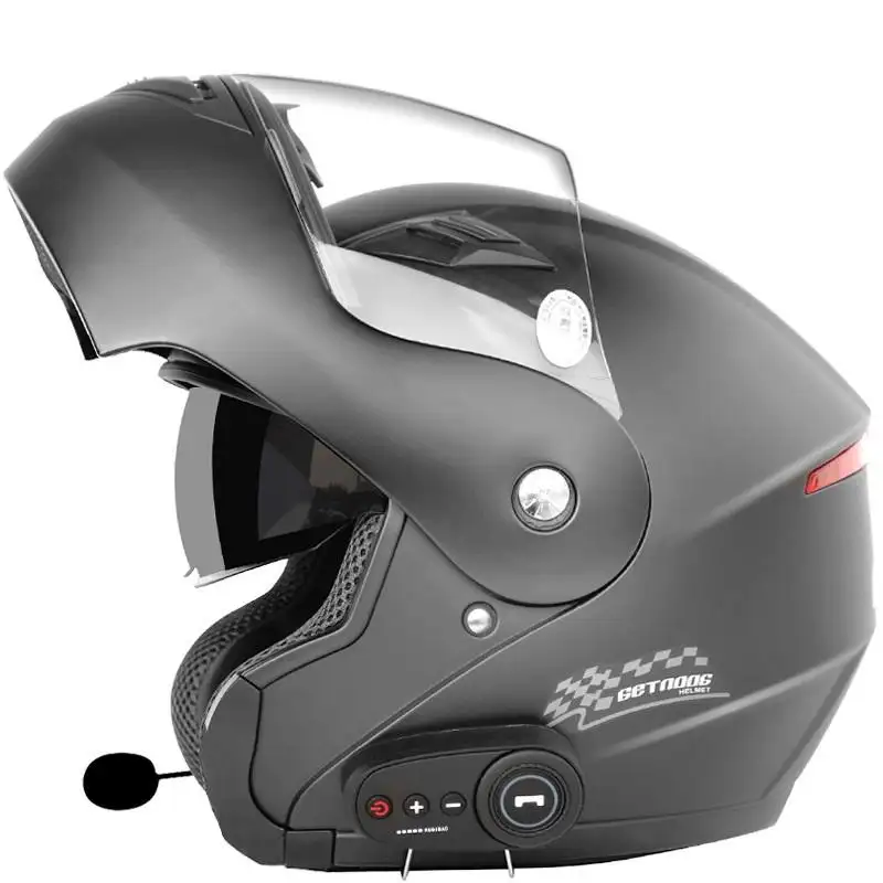 Newly Helmet Bluetooth DOT Flip up Full face Dual Lens Motorcycle Helmet with Built-in Integrated BT Intercom system