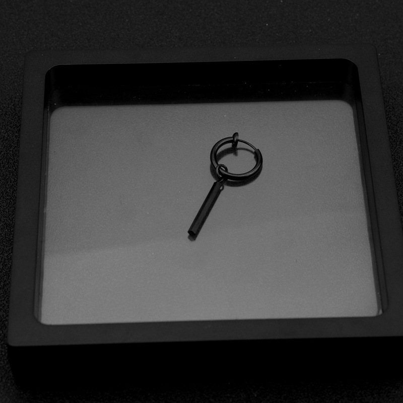 E070-Boucle d'oreille à clipser noire 2 (aucun perçage nécessaire, 1 pièce)