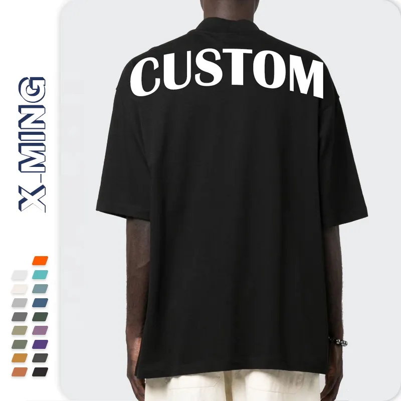 Slim fit dgt print logo short sleeve tshirts good quality custom heavyweight thick cotton tees man 280g combed unisex t shirts