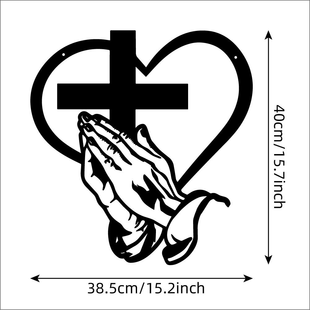 ไม้กางเขนรูปมือสวดมนต์ ขนาดกลาง สีดำ 40 ซม.