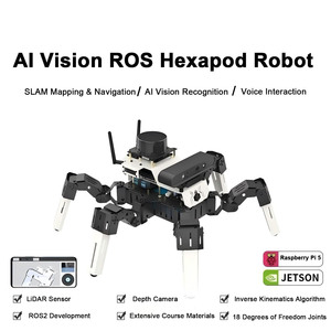 Ahududu Pi 5 jetpod Robot kiti biyonik örümcek Jetson Nano uyumlu için AI vizyon izleme Python programlama ile