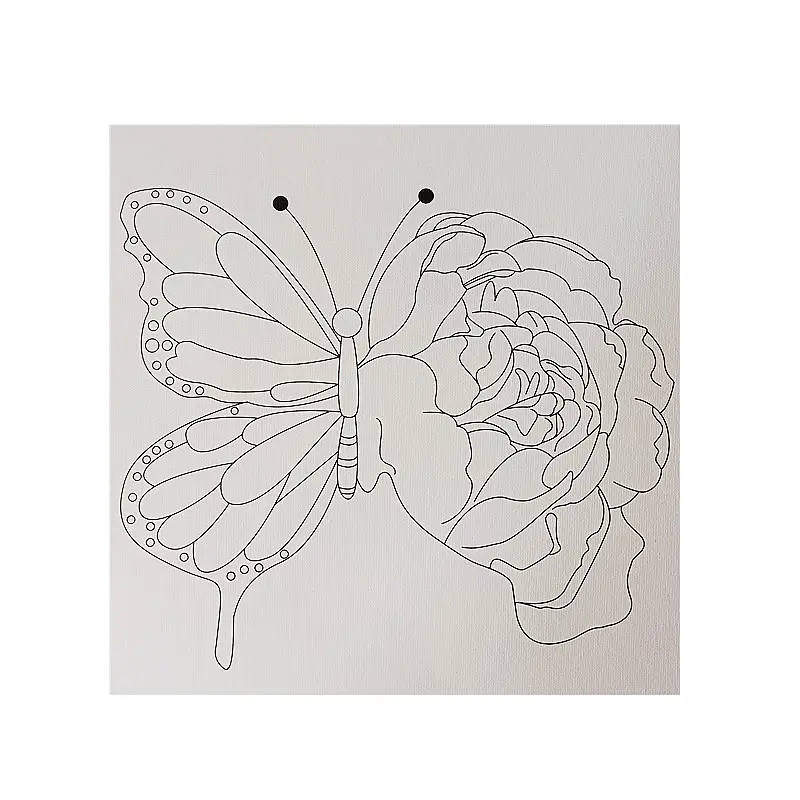 Pinturas en lienzo estirado para niños, imagen artística de mariposa y flor, DIY, precio al por mayor