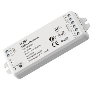 Controlador LED de un solo color Zigbee WZS1 12-36VDC 2CH * 5A con atenuador de control de voz ZIGBEE y Tuya para tira de un solo color