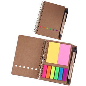 Cuaderno de negocios de bolsillo con bolígrafo, notas adhesivas y marcador de página, pestañas de índice de color - Product Image 1