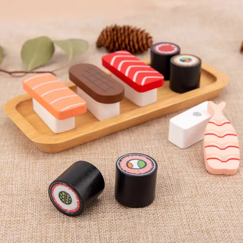 Kinder Holz Simulation Familie Sushi Gruppe Lebensmittel Erkenntnis Kochen Kochset Männliche und weibliche Intelligenz Spielzeug
