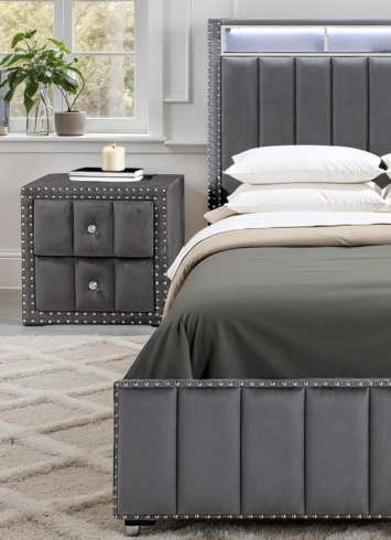 Gris Oscuro + Madera Industrializada + Tela