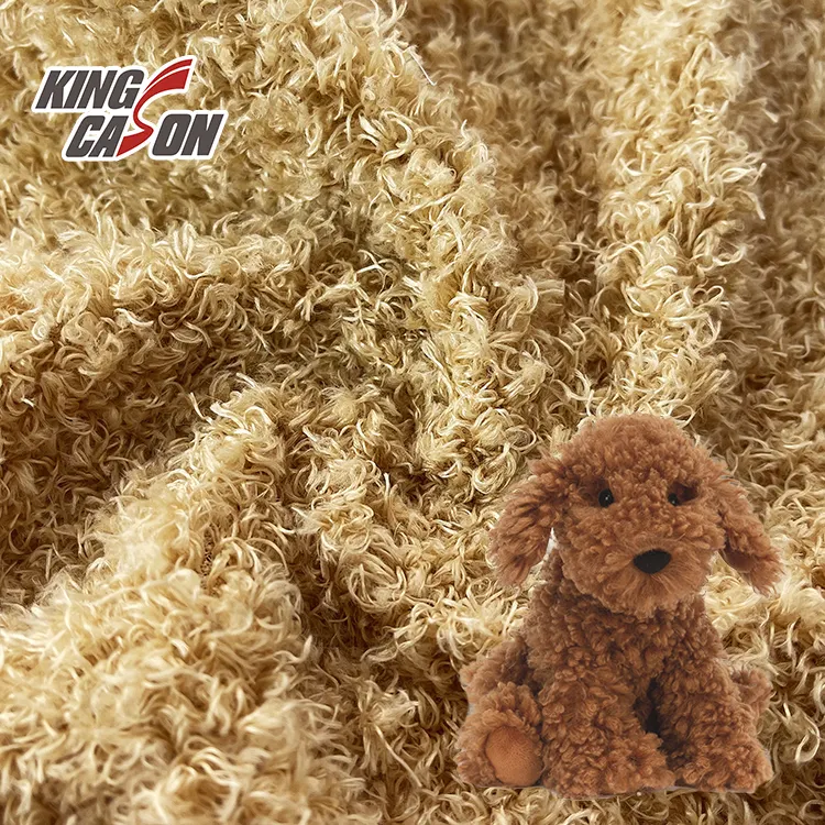 KINGCASON New Arrivals 100% Polyester Curly 1 Fur Brown Sherpa Fleece Teddy Fabric For Teddy Bear Plush Toys