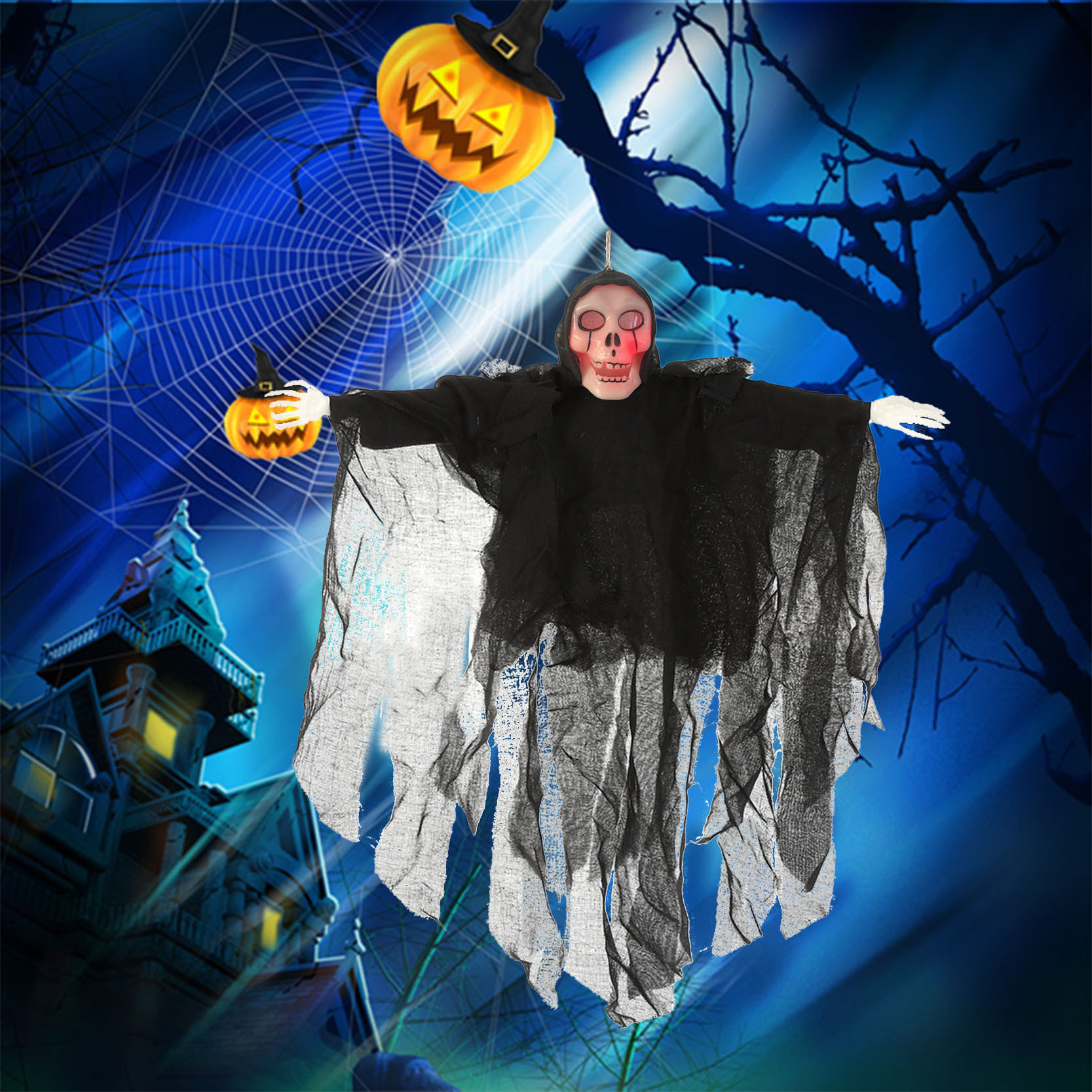 Glowing ghostly cries big wings fluttering
