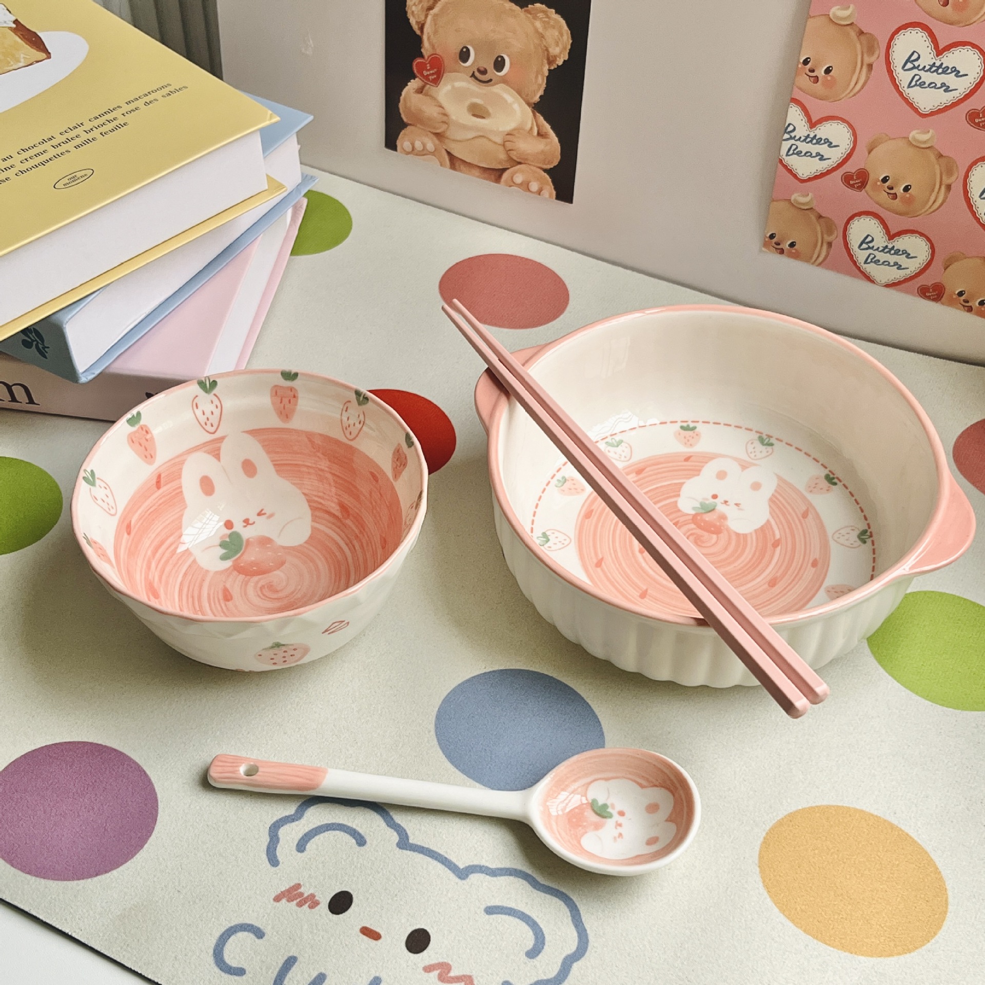 4-piece set b-strawberry rabbit