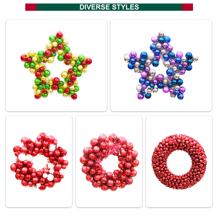 customized Wholesale Promotion Christmas Ball Wreath Decorations Christmas Hanging Ornament Wreath Christmas Garland