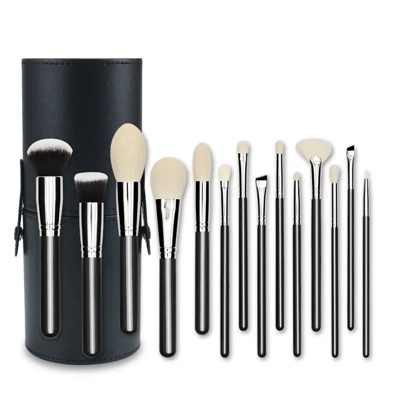 אמזון 15pcs Brochas דה Maquillaje הקאבוקי מברשות עץ ידית קרן איפור מברשת סט סין מותאם אישית לוגו טבעי Opp תיק