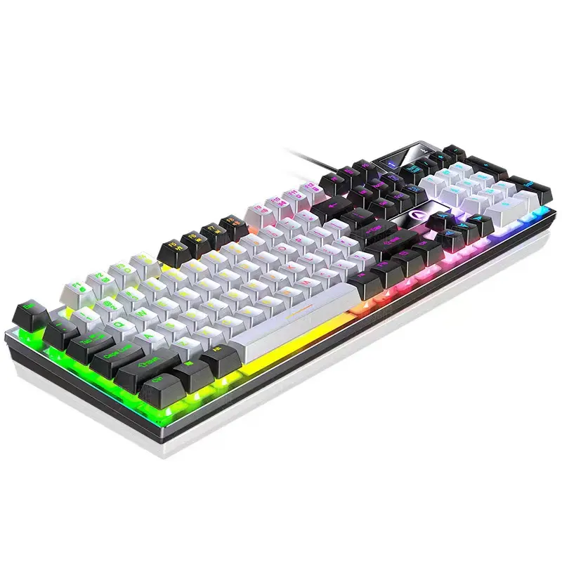 Teclado mecánico K500 para juegos, teclado con cable, colores mezclados, 104 teclas, Teclado retroiluminado con bloqueo de Color RGB para ordenador portátil y PC