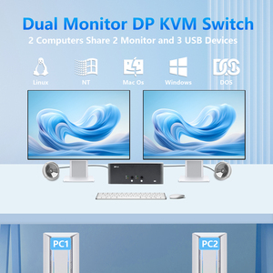 8KデュアルモニターDisplayPort 1.4 KVMスイッチUSB 3.0 Windows/Mac/Linux 2コンピュータシェアセットキーボードマウスストック - Product Image 6