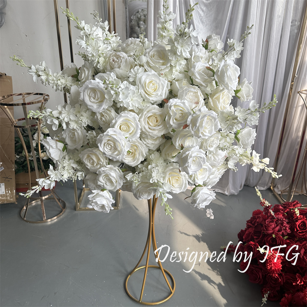 Bola de flores blanca de 65cm de diámetro 09