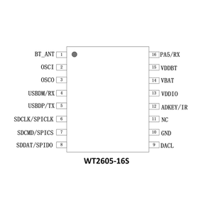 WT2605-16S SOP16-Chip de voz Original, inalámbrico, con dientes azules, programable - Product Image 2