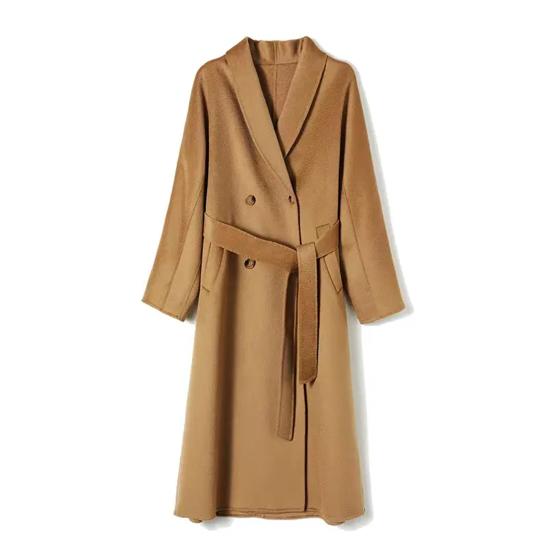 Abrigo personalizado de Cachemira de lujo para mujer, abrigo de lana de manga larga estándar tejido informal de alta calidad, color de imagen teñido liso, 2017