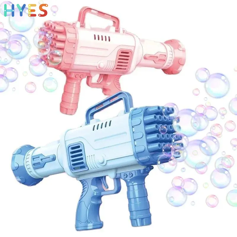 Huiye Bazooka Bubble Gun Toy Outdoor Verão Elétrico 32 Hole Bubble Gun Machine Magic Automatic Soap Water Bubble Toys For Kids