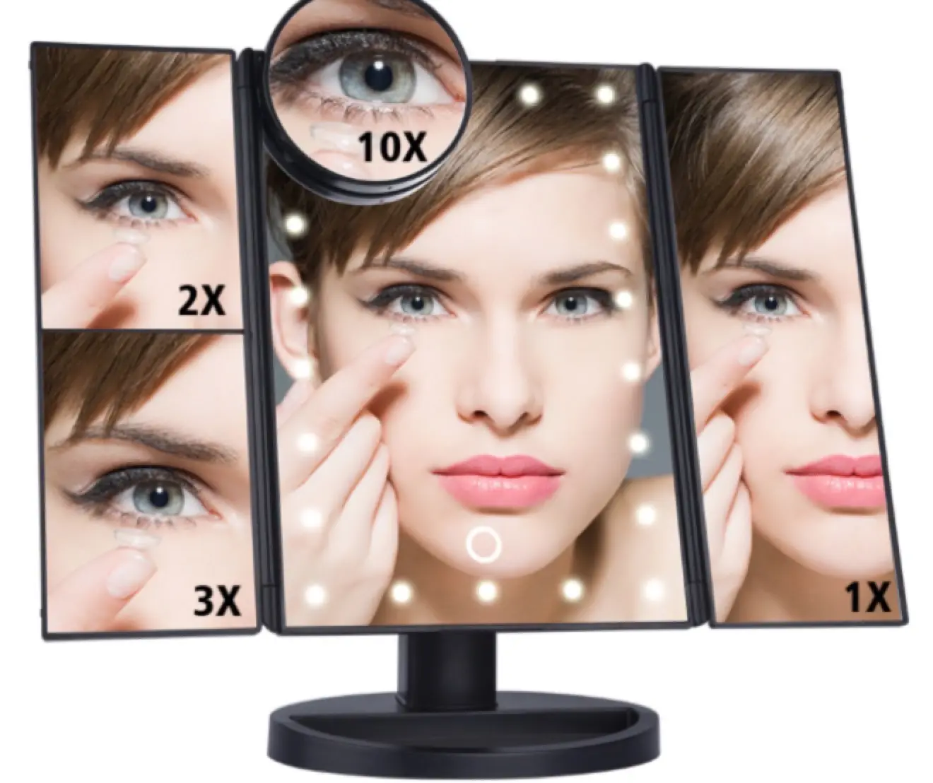 Hollywood 10x 2X 3X ingrandimento led illuminato Desktop Ladies rettangolo luminosità Touch Table specchio cosmetico per il trucco