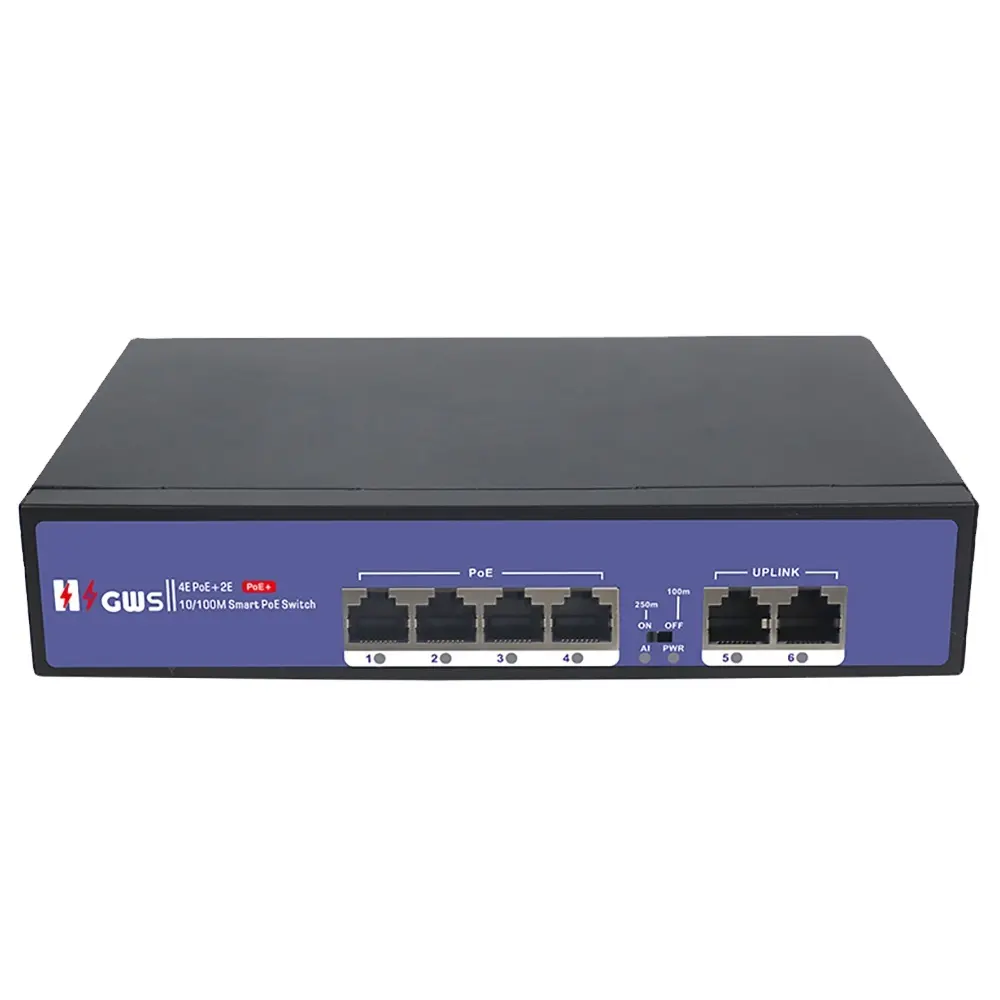 10/100 Base-TX 6 Ports Alimentation AC Commutateur POE 60W