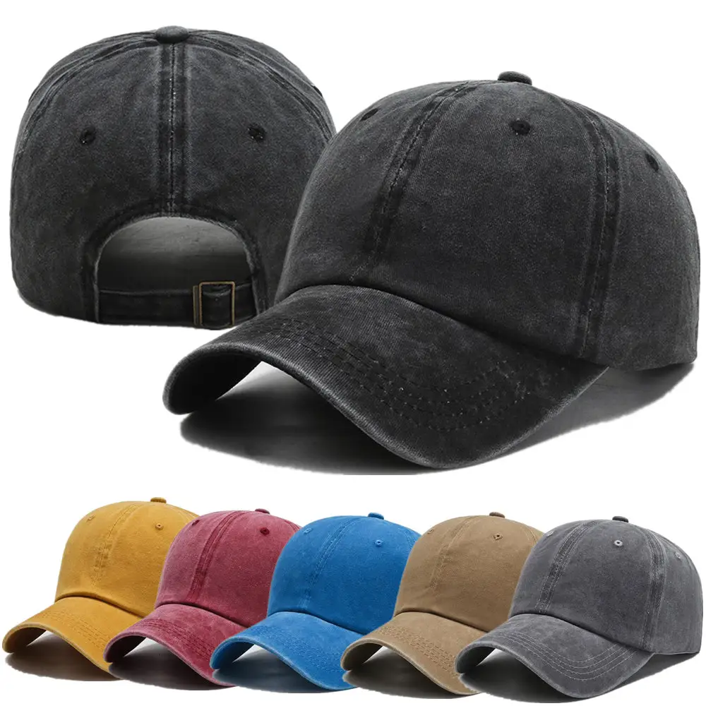 Unisex de Color liso lavado gorra de béisbol de algodón hombres y mujeres Casual ajustable al aire libre camionero gorra de béisbol gorra sombrero personalizado