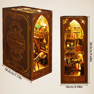 Hamaileon Wooden <strong>Mini</strong> <strong>DIY</strong> <strong>Book</strong> Nook Kit 3D Puzzle Bookend Bookshelf Insert Decor Assembly Model Library <strong>Book</strong> for Kids - Product Image 2