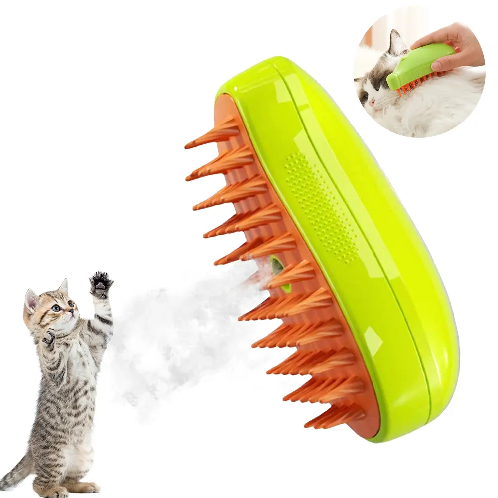 Spazzola detergente per capelli a vapore per animali domestici ricaricabile 3 in 1