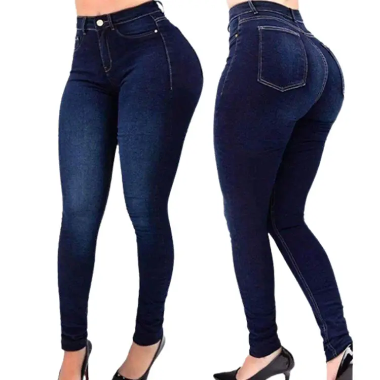 Atacado Sexy Cintura Alta Skinny Plus Size das Mulheres Jeans Mujeres Senhoras Slim Fit Denim Calças Jeans