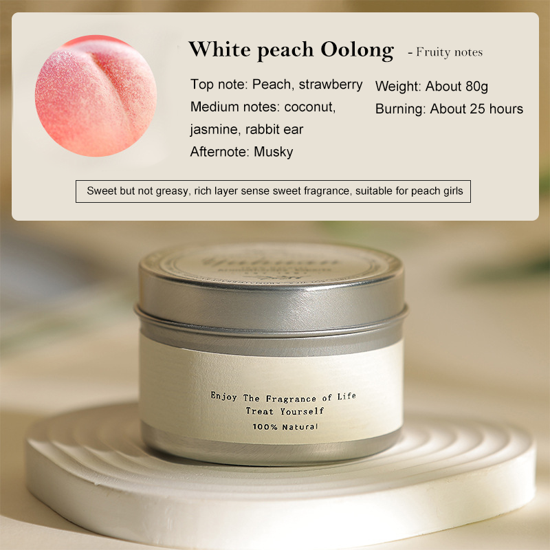 Diffuseur de Boîte en Fer Argent/Pêche Blanche Oolong-Cire 80g