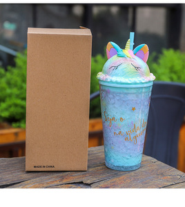 ティーカップコーヒー2層ストローカップに付属するかわいいビスケットマウスの耳 - Product Image 6