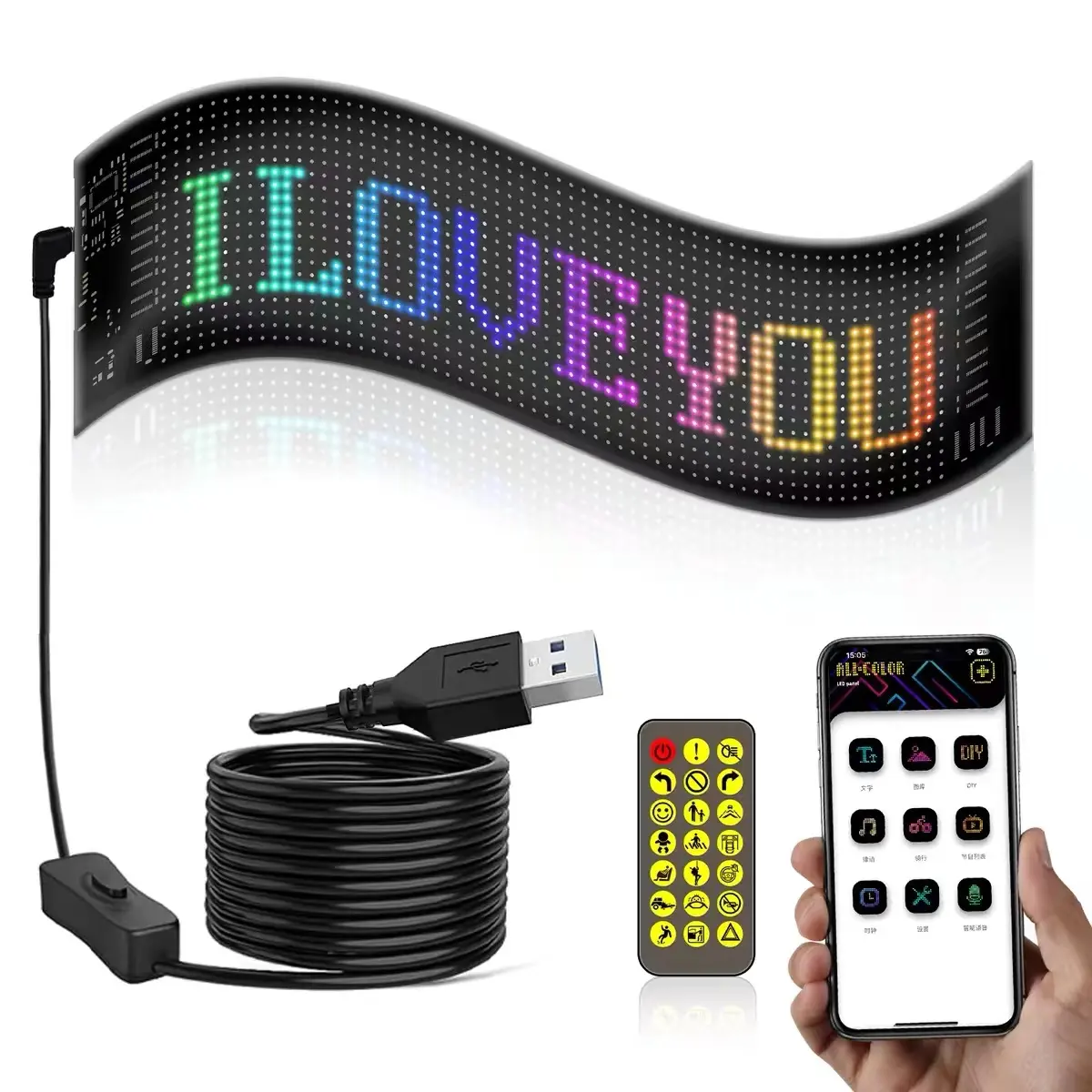 Message Board programmabile pieghevole per App Smart Soft Flexible dietro schermo a Led segno digitale per finestrino posteriore per auto Display a Led