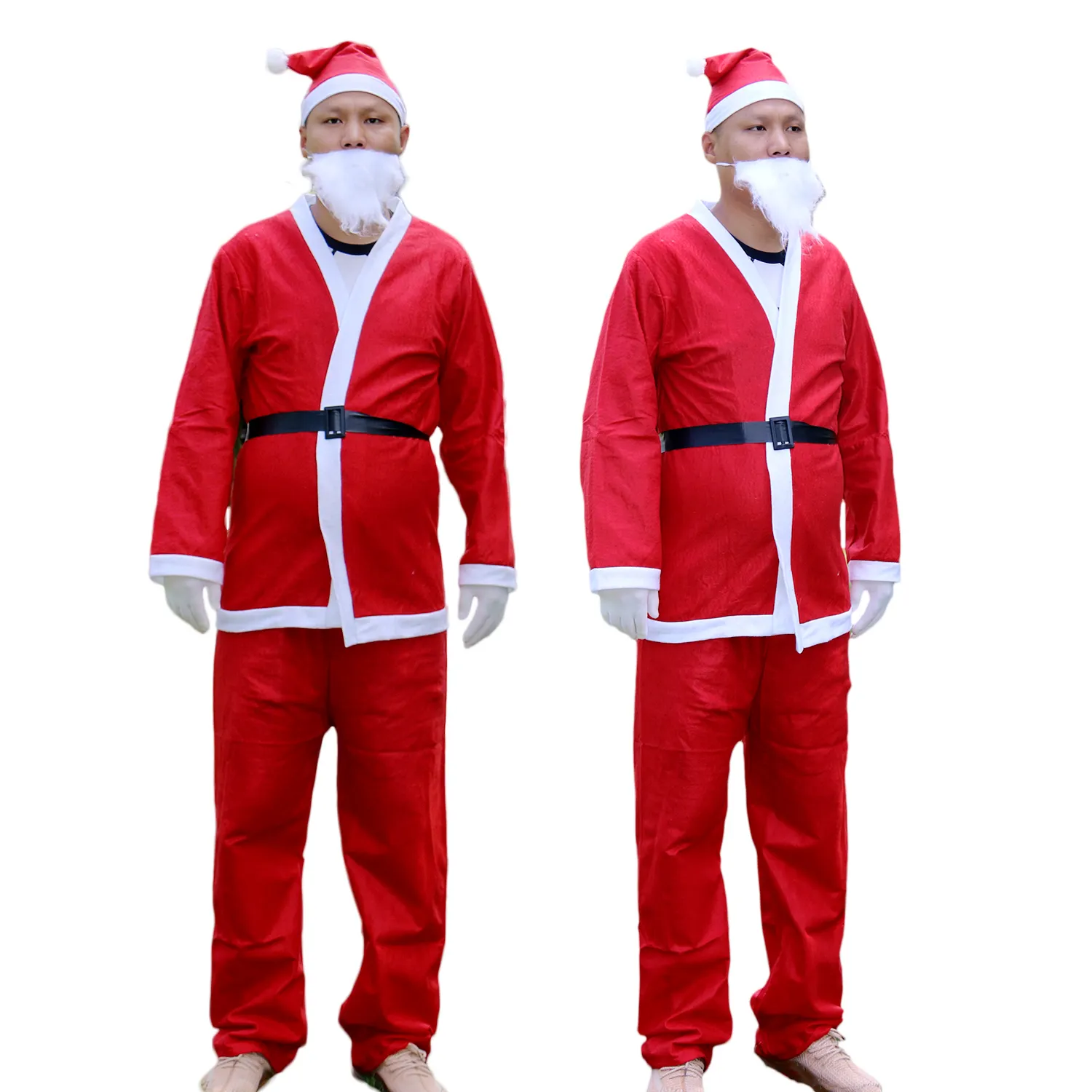 Disfraz de Papá Noel para niños y adultos, traje rojo, verde, azul, Navidad, venta al por mayor, 5 uds.