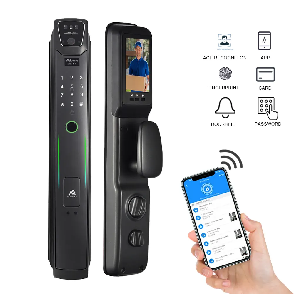 Caméra de sécurité à domicile reconnaissance numérique Usmart Go Tuya App serrure intelligente porte de sécurité oeil de chat avec empreinte digitale