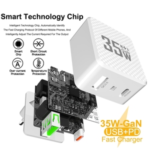 Yeni GAN 35w LED şarj QC3.0 + PD hızlı şarj şarj kafa ab abd KR fiş USB C Port adaptörü Apple samsung için - Product Image 3