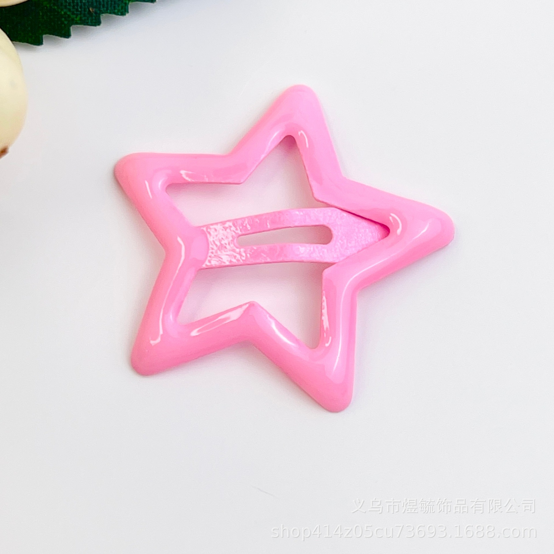 Color drop oil star clip 3.2cm deep pink