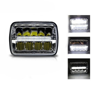 5X7 7X6 inç çalışma ışığı Led dikdörtgen mühürlü kiriş kamyon araba Suv için DRL ile LED far Offroad - Product Image 3