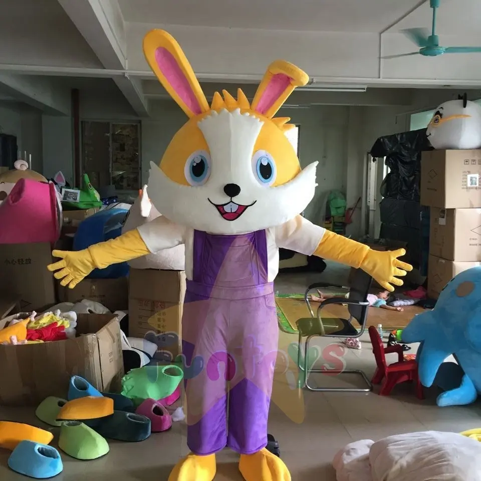 Costume de mascotte de lapin jaune à grosse tête Funtoys pour animal amusant adulte dessin animé Cosplay pour grande fête de vacances