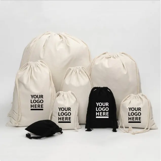 Imballaggio con coulisse in cotone organico personalizzato riutilizzabile personalizzato per affari di lusso/sacchetto per la polvere delle scarpe