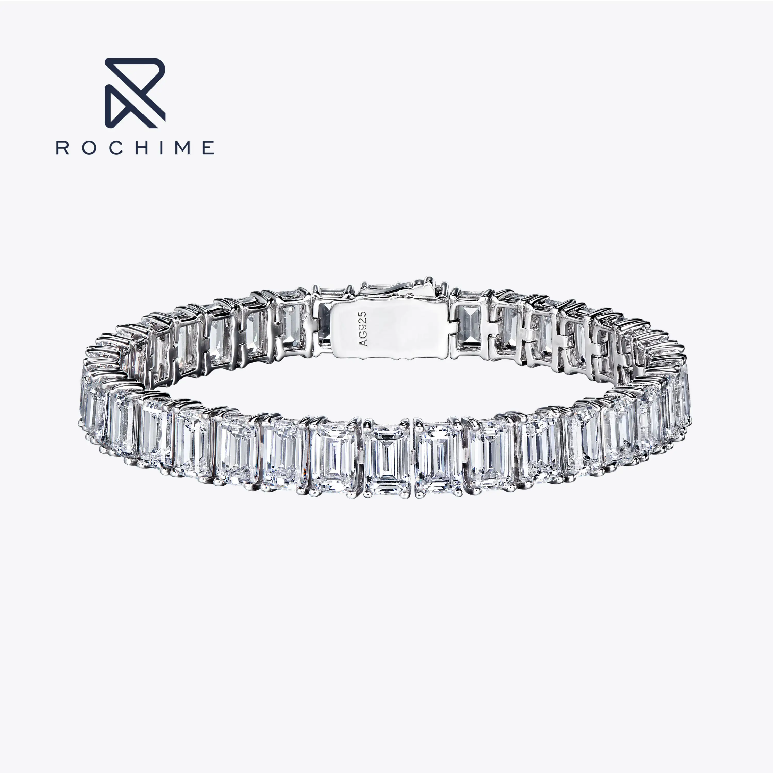 Rochime-pulsera de plata de primera ley con diamante para mujer, brazalete, plata esterlina 925, Circonia cúbica, zirconia, circonita, zirconita, zirconita, 5a