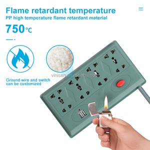 Enchufe de extensión estándar Universal con puerto USB, 4 tomas de corriente con interruptor, tira de alimentación eléctrica, enchufe múltiple